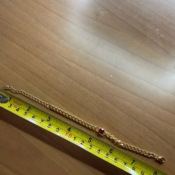 New With Tags Slide Jewelry Red Gemstone Gold Plated Necklace and Bracelet Set - Picture 5 of 7